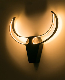 Wooden lamp Bull skull