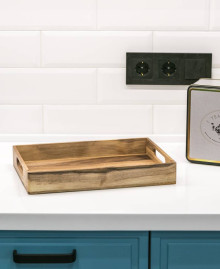Wooden rectangular tray