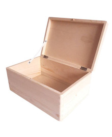 A large wooden storage box