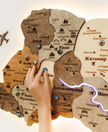Wooden Ukraine map "Multicolour" (with backlighting)