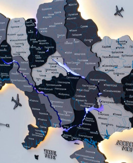 Wooden Ukraine map "Nordic" (with backlighting)