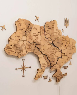 Wooden Ukraine map "Gold" (with backlighting) Wooden Ukraine map "Gold" (with backlighting)