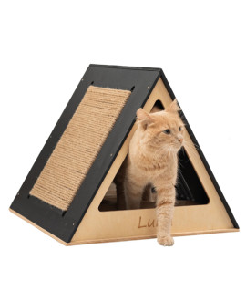 A wooden cat house A wooden cat house