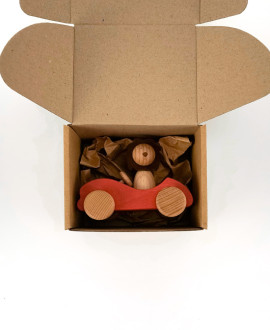 Wooden toy "A lion with a car"