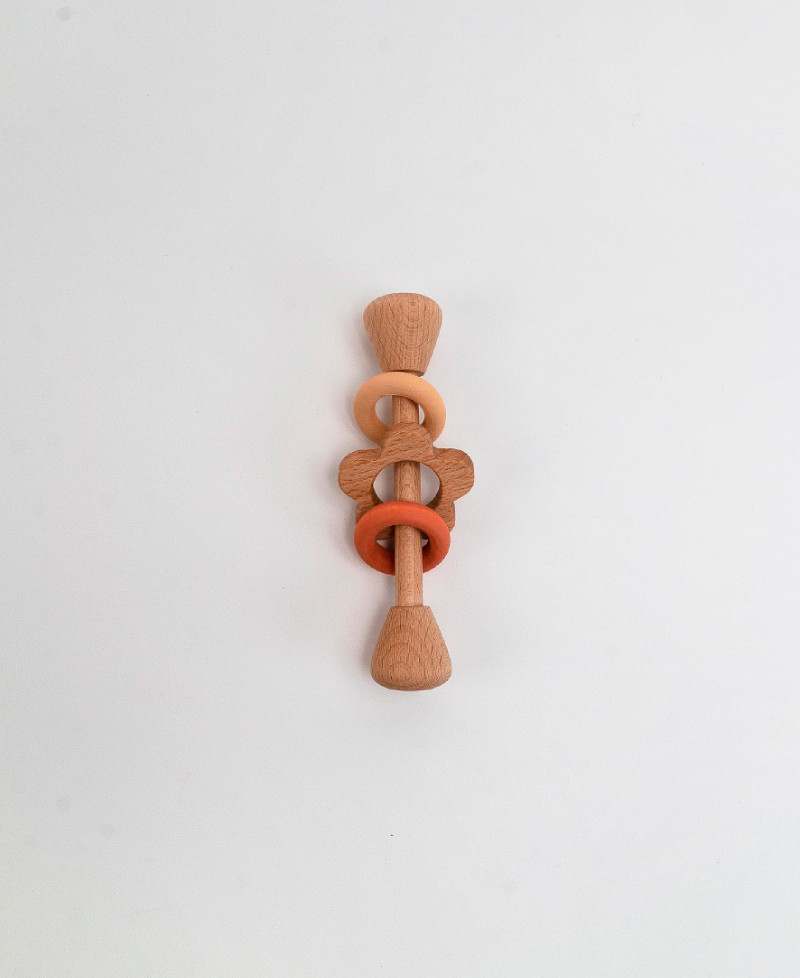 Wooden rattle "Rings and flower"