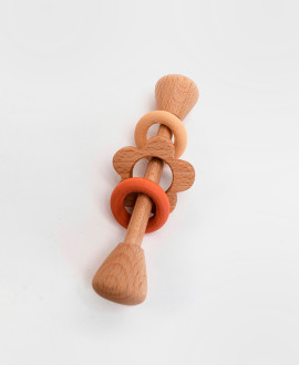 Wooden rattle "Rings and flower"