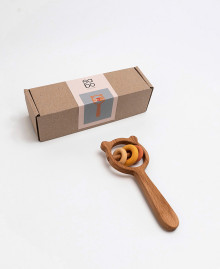 Wooden rattle "Little bear with rings"