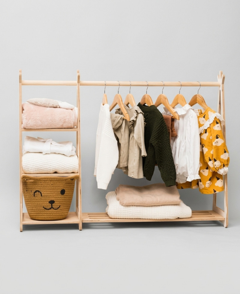 Wooden children’s clothes rack "Wigwam" (with shelves)